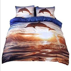 Jumping Dolphins  3D 3pcs Duvet Cover Sets (Full)